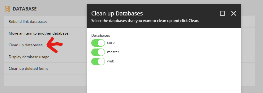 Clean up databases